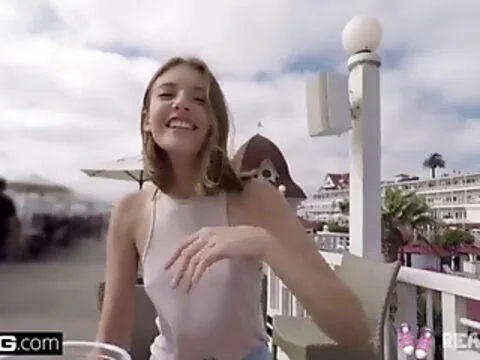 Teen POV pussy play in public