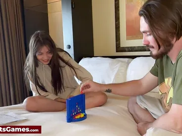 The cute baby lost a game and had to fuck with her opponent.