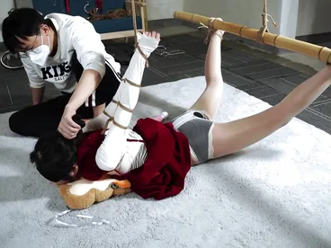 Asian girlfriendâ€™s BDSM training with pantyhose and bondage