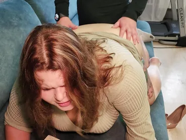 Close up of a 18-year-old studentâ€™s red panties during rough sex and creampie