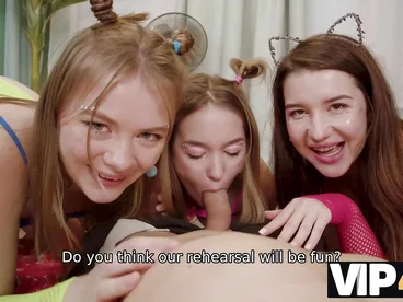 Wild and crazy fun with a Russian teen gangbang with a hand job