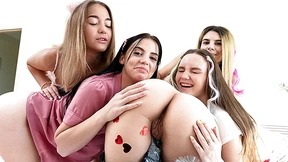 Lesbian teen orgy with shaved pussies