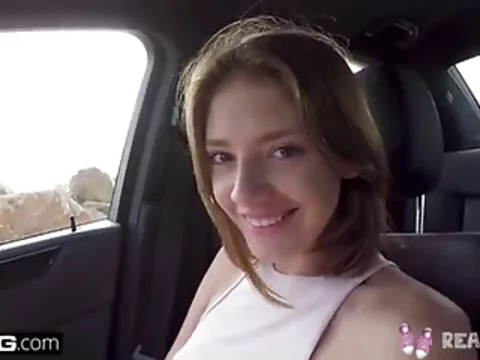 Teen POV pussy play in public