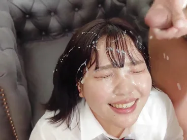 Angel the Asian beauty gets a facial with cum shower