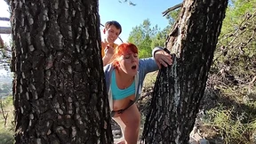 OUTDOOR SEX- Hard Fucking Redhead Horny Curvy Mommy in the Park